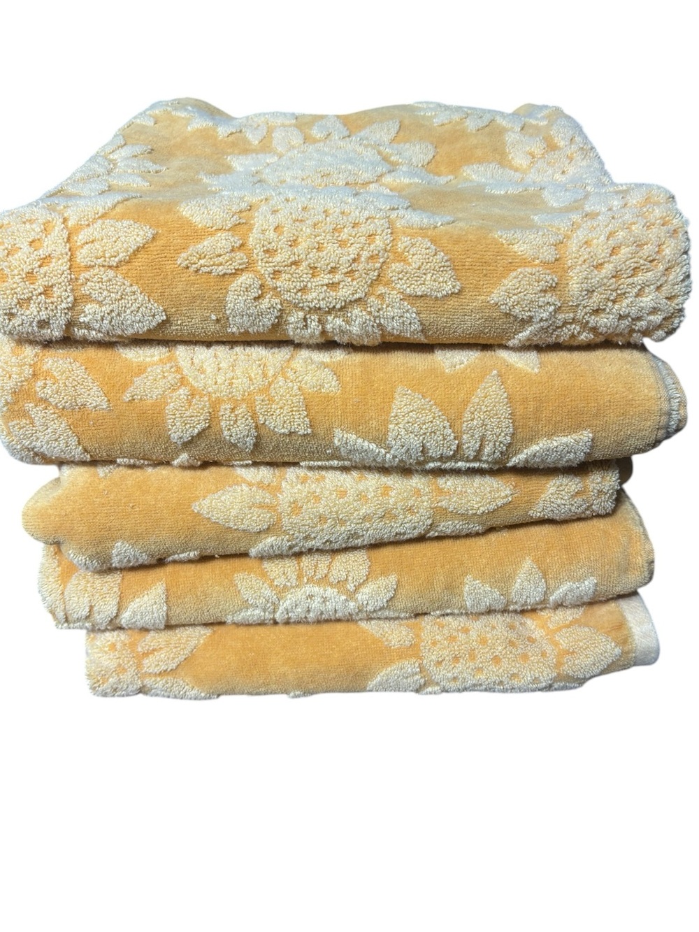 Caro home set of 5 sunflower bath towels textured golden